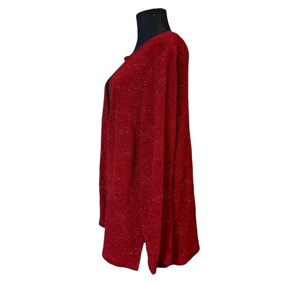 Vintage Focus Studio Red Sparkle Open Front Cardigan Blouse Jacket - Picture 8 of 12